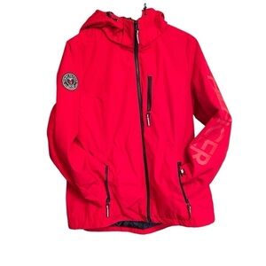 Tommy Hilfiger Red Jacket - missing inner jacket. Size Large-Several zip pockets